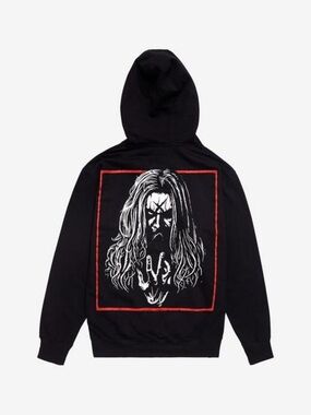 Rob Zombie Licensed Evil Portrait Black Graphic Full Zip Hoodie with Red Frame